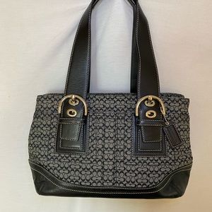 Coach Soho Signature Shoulder Tote Bag- black/gray